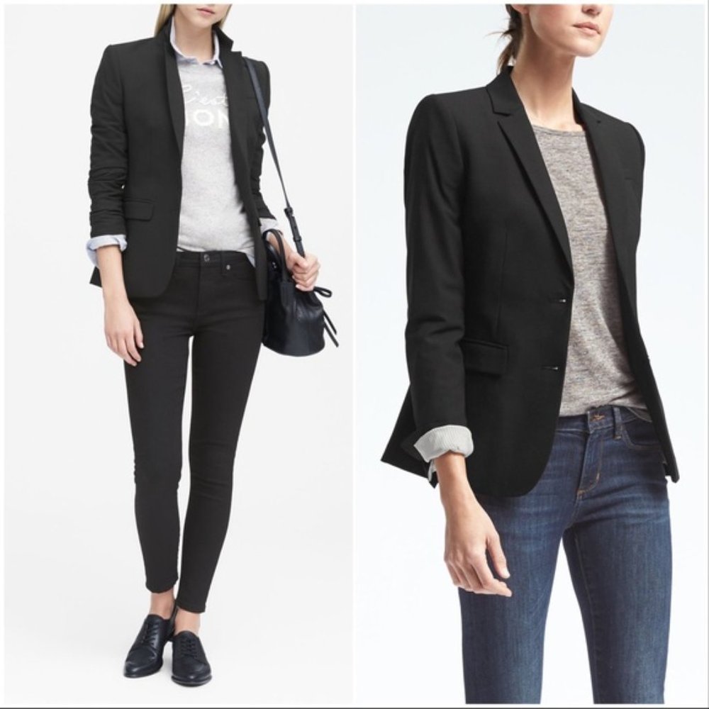 Banana Republic Black Two Button Pocket Blazer (4)